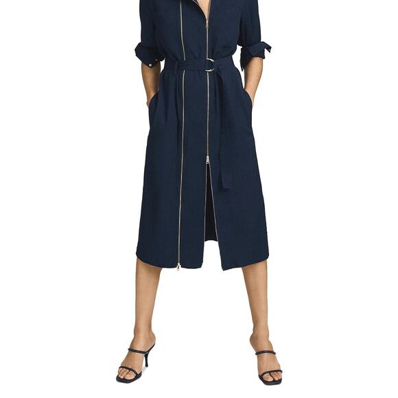 Reiss Alexis Double Zip Long Sleeve Dress - 8 Us / 12 Uk - Navy - Picture 4 of 8